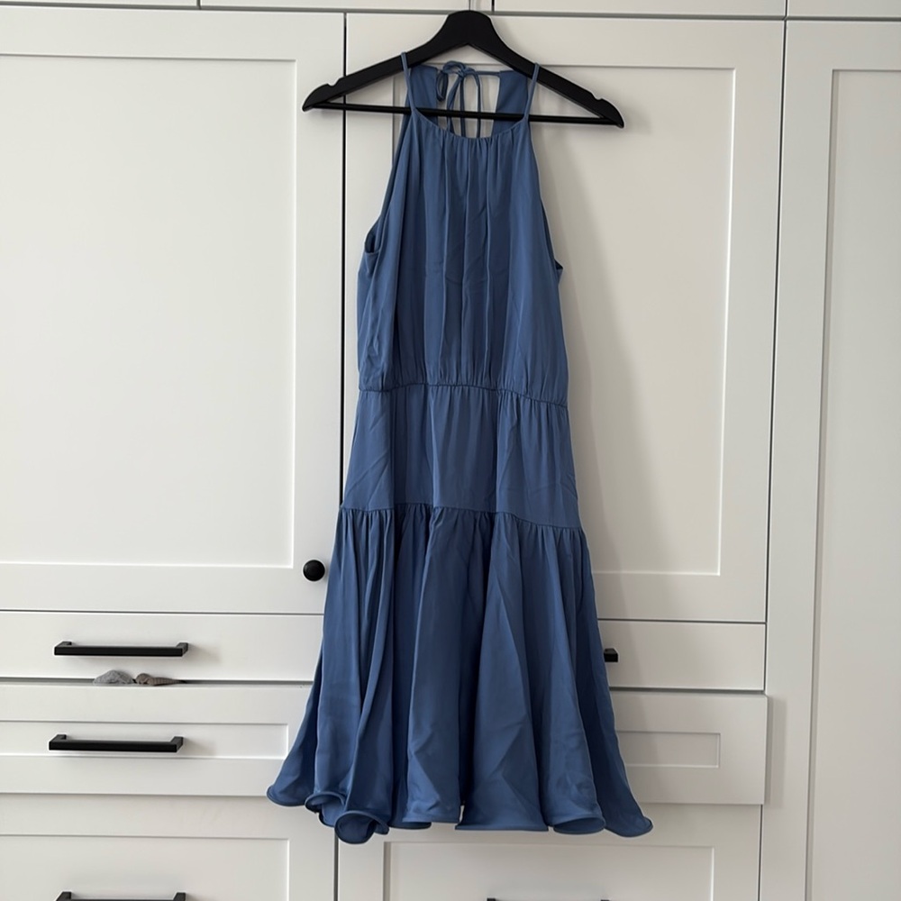 SOLD Milly Blue Silk Midi Dress Size 4